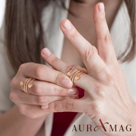 Auramag Copper Rings for Women,Lymphatic Drainage Magnetic Rings with 3500 Gauss Magnets,Magnetic Lymph Detox Ring 100% Pure Copper Jewelry Gift(2 PCS Rose Gold)