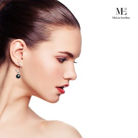 925 Sterling silver Woman's Earrings Studs, Colored pearl Dangle & Drop earring for girl, "Beating Pearl", elegant, gift for Birthday, Valentine's Day and Christmas