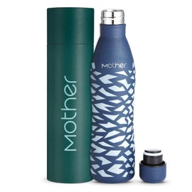 Rosepivoine Shop Mother Reusables Stainless Steel Bottle, Slim Water Bottle, Hot & Cold Retention, Thermos, Recycled Material, 16.9 fl oz (500 ml), Blue x Gray