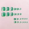 24Pcs Short Square Press on Toenails Green Glossy Acrylic Fake