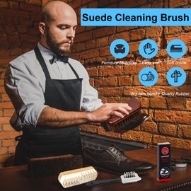 Suede Brush Set 4-Piece - Shoe Cleaning Set for Suede & Nubuck Leather, with Horse Hair Brush, 4-Sided Nubuck Brush, Brass Bristles & Eraser, Gentle Cleaning for Shoes & Accessories