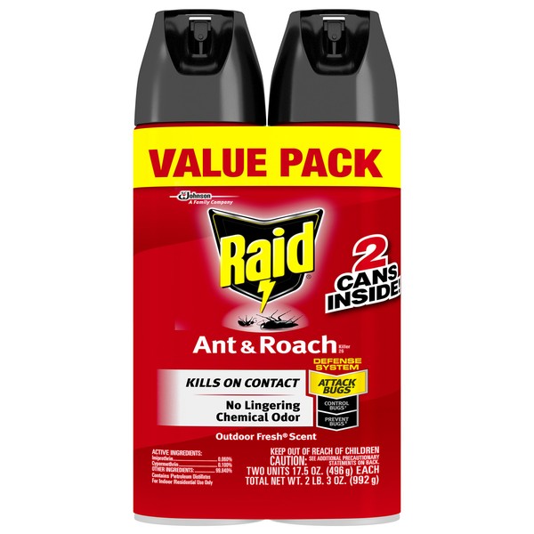 Raid Ant and Roach Outdoor Fresh Twin Pack, 17.5 OZ (Pack - 2)