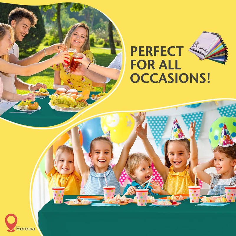 Hereisa Teal 6 Pack Plastic Table Cloths - 54" x