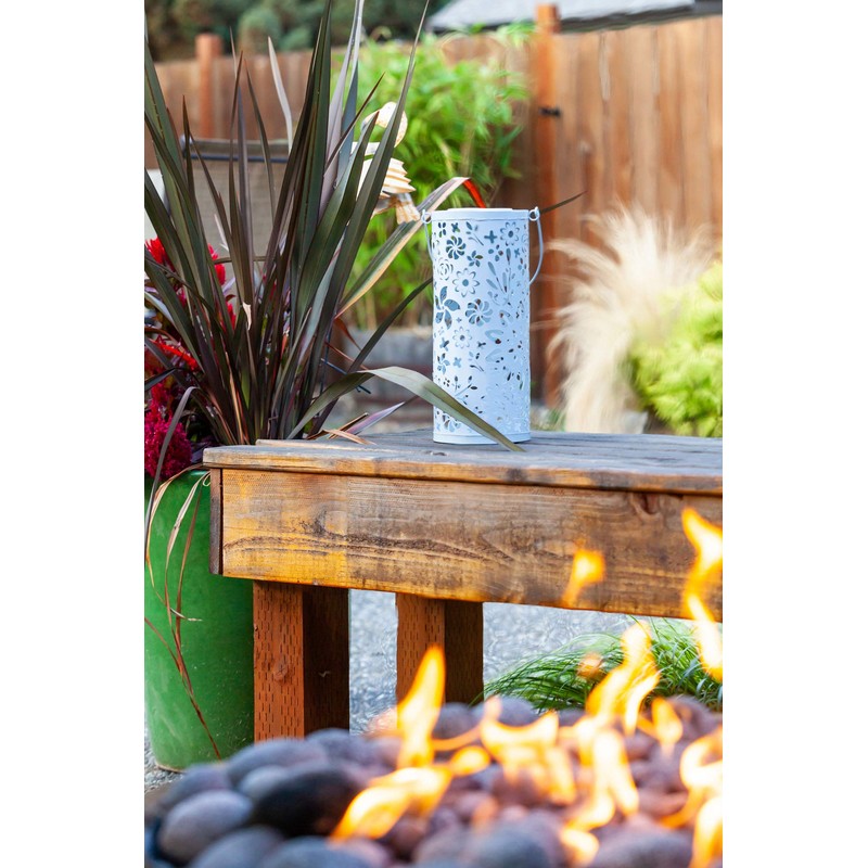 Allsop - Lámpara Solar de Metal Perforado, Blanco