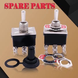 Twidec/3Pcs Heavy Duty Rocker Toggle Switch 16A 250V AC DPDT 3 Position 6 Pin ON/Off/ON Switch with Metal Bat Waterproof Boot Cap Cover Ten-1322-B203