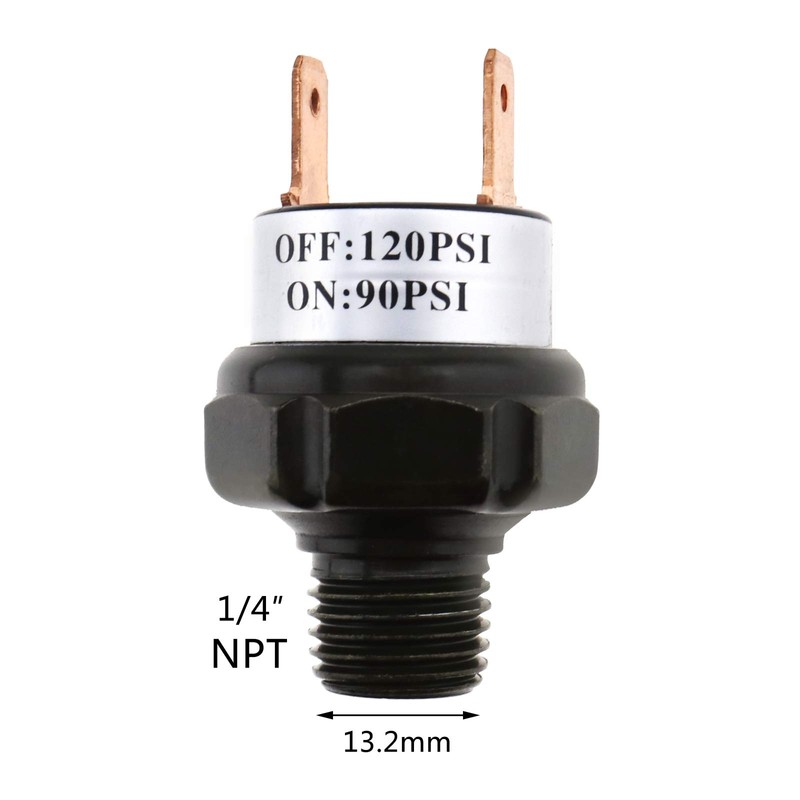 YINETTECH 90-120 PSI 12V 3A 1/4 NPT Pressure Control Switch