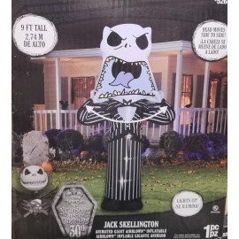 Gemmy 9' ANIMATED JACK SKELLINGTON SCARY FACE  AIRBLOWN INFLATABLE BY GEMMY - 30TH