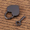 Mini Padlocks, Vintage Heart Shape Key Padlocks Gun Black Metal