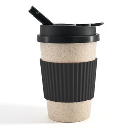 Portable Coffee Cup with Ceramic Bowl & High-Temperature Silicone | Unique Concealable Style for Gatherings (Black Sleeve)