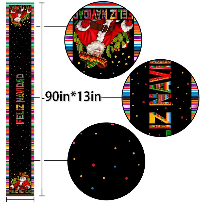 Nepnuser Feliz Navidad Table Runner Mexican Christmas Winter Holiday Party