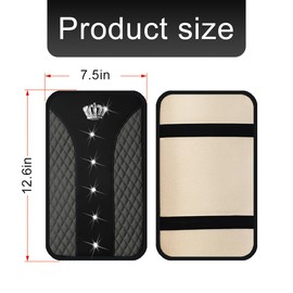 zipelo Bling Car Center Console Cover, Crystal Rhinestone Crown Auto Armrest Box Protector Cushion Pad, Comfortable Diamond Vehicle Arm Rest Seat Mat Decor Accessories, Universal Fit (Gray)