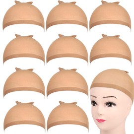 Wig Cap, Pack of 10 Wig Caps Nylon Hair Net Stretchy Hair Net Nylon Elastic Breathable Hair Net for Wigs, Wig Caps Wig Cap Set, Elastic Net Wig Net, Nude