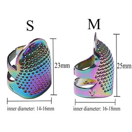 J.CARP 4 Pieces Metal Dazzle Thimble Sewing Finger Protector Adjustable Finger Guard Thimble Sewing Quilting Craft Accessories for DIY Sewing Tools (2 Sizes, S/M)