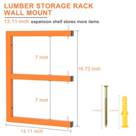 Lumber Rack Wall-Mounted Lumber Storage Rack, Heavy Duty Wood Storage Racks with 6-Level System, 1320 LB Sturdy Garage Wood Organizer, Orange Lumber Metal Racks for Indoor and Outdoor (4 Pack)