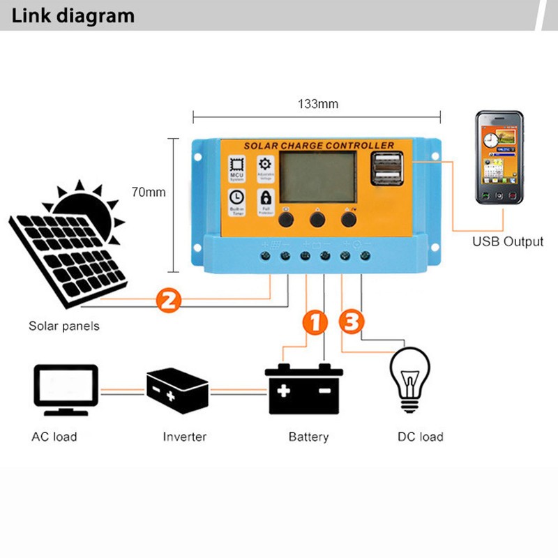 Solar Controller Digital Display Solar Panel Charge Controller Battery Intelligent