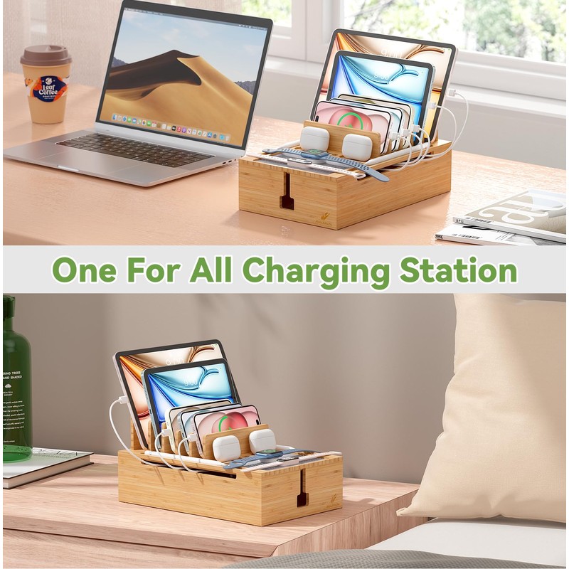 Pezin & Hulin Bamboo Charging Station, Electronic Devices Organizer for
