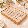 Bamboo Wood Velvet Ring & Stud Earring Display Tray –