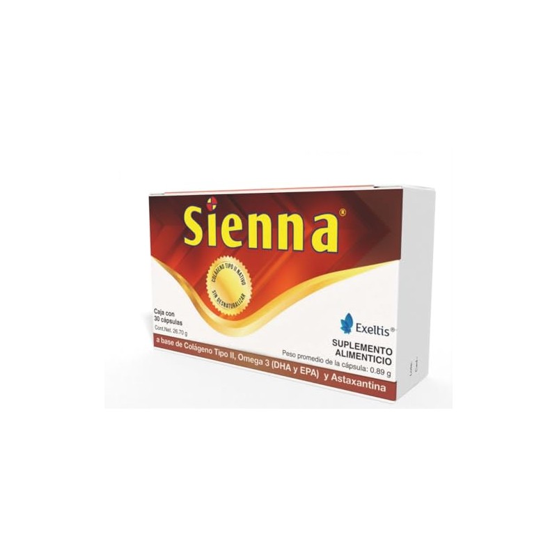 Sienna Suplemento Alimenticio a Base de Colgeno Tipo II, Omega