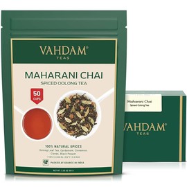 VAHDAM Maharani Chai Oolong Tea (50+ Cups, 3.5 oz) Indian Masala Chai Loose Leaf | Blended w/Cardamom, Cinnamon, Clove, Black Pepper | Brew Hot, Iced Or Chai Latte | Vacuum Sealed Pack