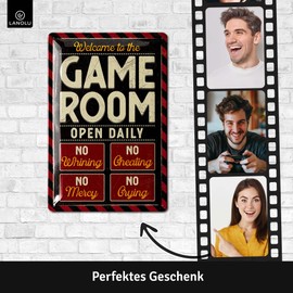 LANOLU Retro Tin Sign Game Room Decoration, Gamer Gifts for Men, Funny Gaming Decoration as a Dart Gift for Pub and Dart Room, 20 x 30 cm