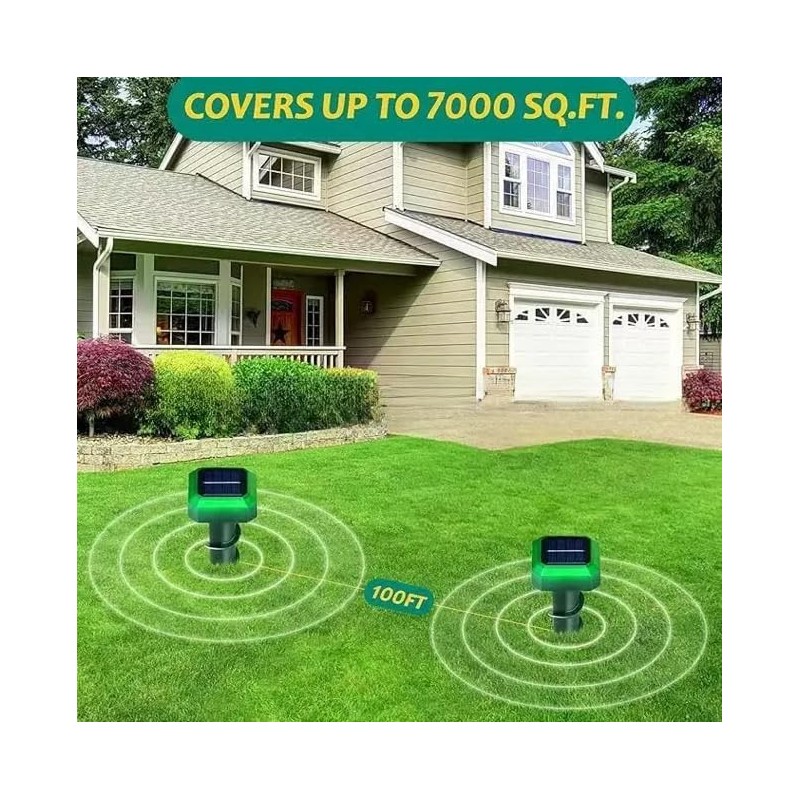 Solar Ultrasonic Pest Repellent for Yard, 4 Pack Deterrent for