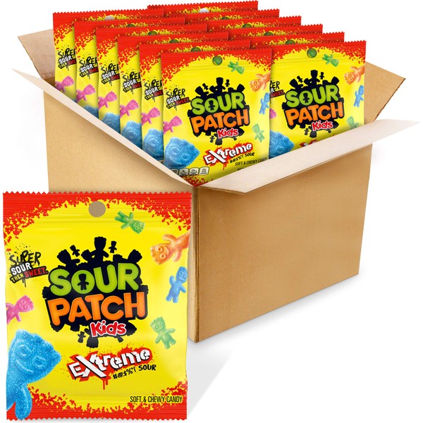 SOUR PATCH KIDS Extreme Sour Soft & Chewy Candy, 12 - 4 OZ Bags