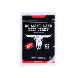 No Man’s Land Beef Jerky - Low Calorie, Low Carb, High Protein Beef Snack - Flavor HOT 3oz (Pack of 1)