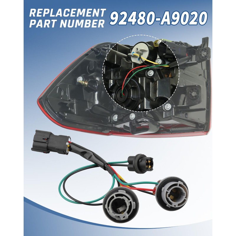 Wujexuhe 92480-A9020 Socket & Wire Tail Light Harness Fit for