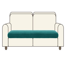 Deconovo Sofa Cover Seat Cushion Cover Modern Stretch Living Room Sofa Seat Cover Thick Furniture Protector 2-Seater (114 x 55 x 20 cm), Turquoise