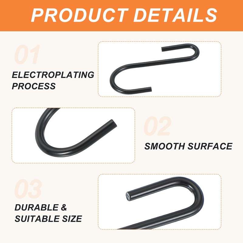 PATIKIL 2.5" S Hooks, 10 Pack Hook Wire Rack Hooks