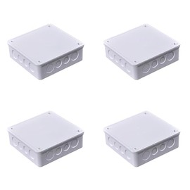 DJC Supply Co. 6" x 6" x 3" PVC Plastic Junction Conduit Box with 3/4" & 1" Pre Molded Holes (4 Pack)