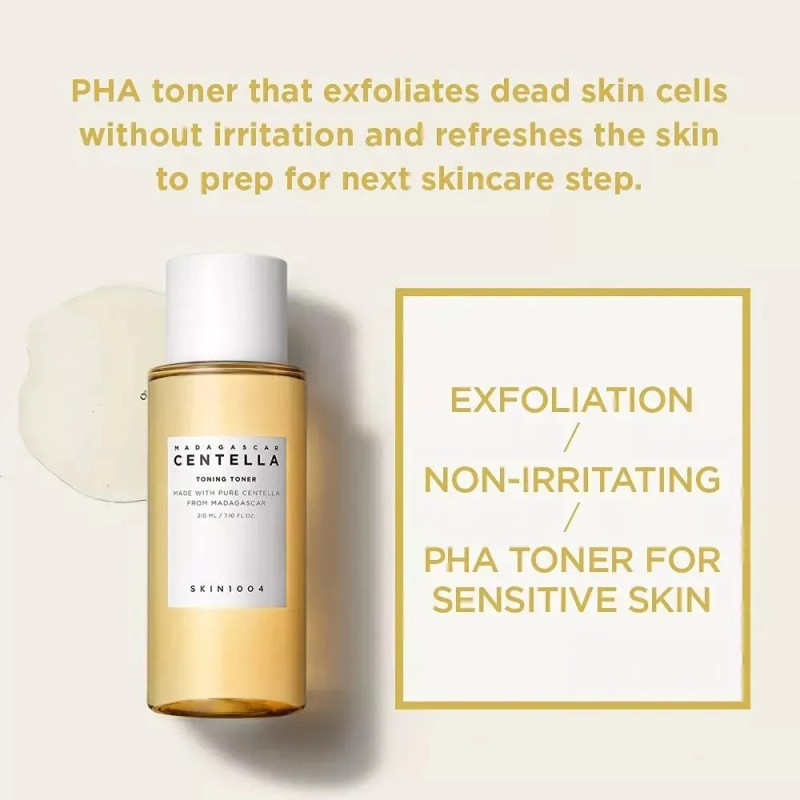 Skin1004 Madagascar Centella Tonico Exfoliante Suave 210ml Piel Sensible