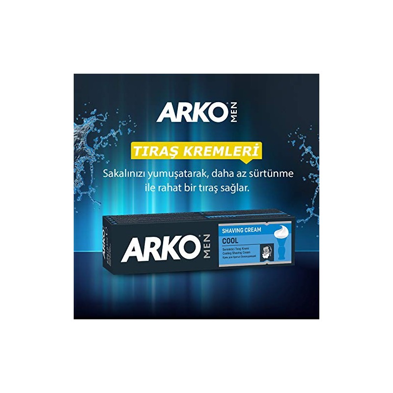 Arko Cool Menthol Shaving Cream, Blue, 100 Gram