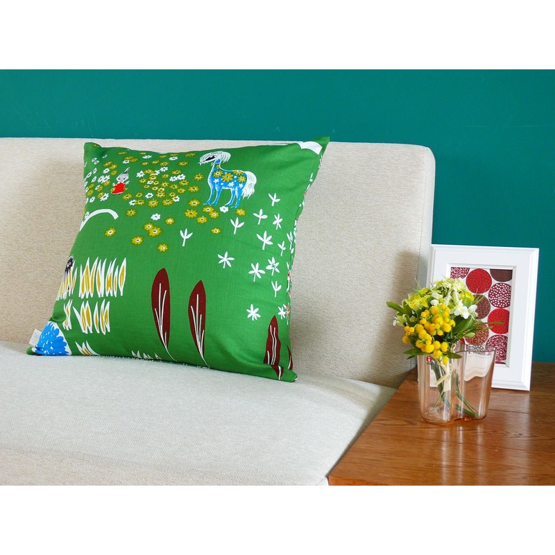 MOOMIN Tribute Works Throw Pillow Case 45x45 I'm Here Green