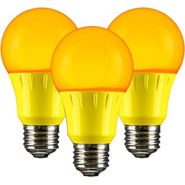 Diodesy- A19 LED Yellow Light Bulbs 3W (25W Equivalent) E26 Medium Base 70 Lumens Non-Dimmable Colored Bulb UL Listed for Holiday Porch Bedroom & Decorative Home Lighting (Damp Rated) Pack of 3