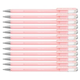 Hybrid Milky Gel Rollerball Pen Pastel Pink Bright on Bright and Coloured Papers 0.4mm Line Ref K108-PP [Pack of 12]