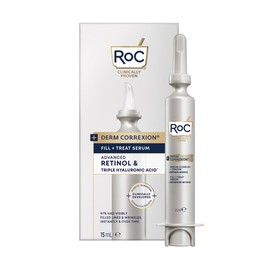 RoC RoC Derm Correxion?? Fill + Treat Advanced Retinol Serum, Wrinkle Filler Treatment with Hyaluronic Acid for Forehead Wrinkles, Crow's Feet, Eleven Wrinkles, and Laugh Lines, 15ML, White