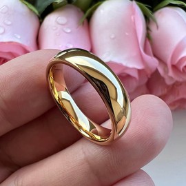 TUTISS 6mm Gold Tungsten Rings for Men Women Engagement Wedding Bands Domed Polished I Love You Engraved Comfort Fit Size 11.5