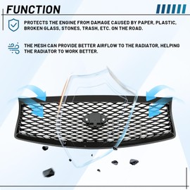 KUAFU Front Bumper Grill Compatible With 2014-2017 Infiniti Q50 All Models Center Grille Hood Mesh Conversion Kit ABS Plastic Black