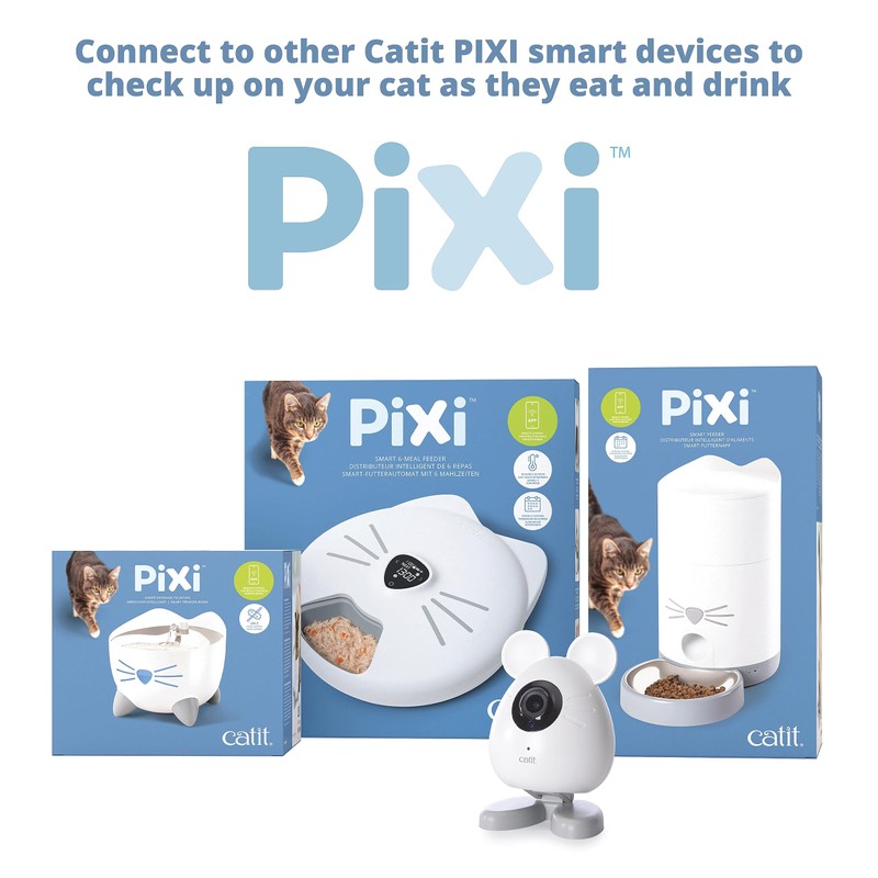 Catit PIXI Smart Mouse-Shaped Cat indoor Camera, App-Controlled Pet, White