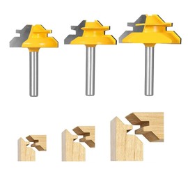 1/4 Inch Shank Router Bit，45 Degree Lock Miter Router Bit , for 31/64", 37/64",3/4" Cutting Height,3-Piece Joint Router Bits, Wood Milling Cutter Glue Joint Tools Set(3PCS 1/4 Shank)
