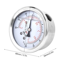 1/4 BSP Oil Filled Pressure Gauge, Axial Vacuum Pressure Gauge, Radial Pressure Gauge, Brass Connector for Pressure Measurement in Mining Industry