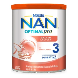 Leche de fórmula en polvo Nestlé Nan Optimal Pro 3 baja en lactosa en lata 800g