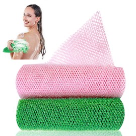 AOZUO Pack of 2 African Mesh Sponge, African Exfoliating Net for Body African Bath Sponge, Shower Body Back Scrubber Skin Smoother for All Skin, Back Body Scrub