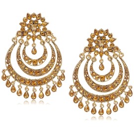 I Jewels Indian Bollywood Gold Plated Traditional Ethnic Designer Party Wear Chandelier Earrings for Women (E2633)