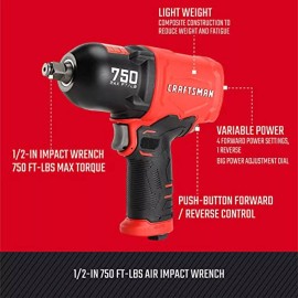 Craftsman CMXPTSG1003NB Air Impact Wrench, Red and Black