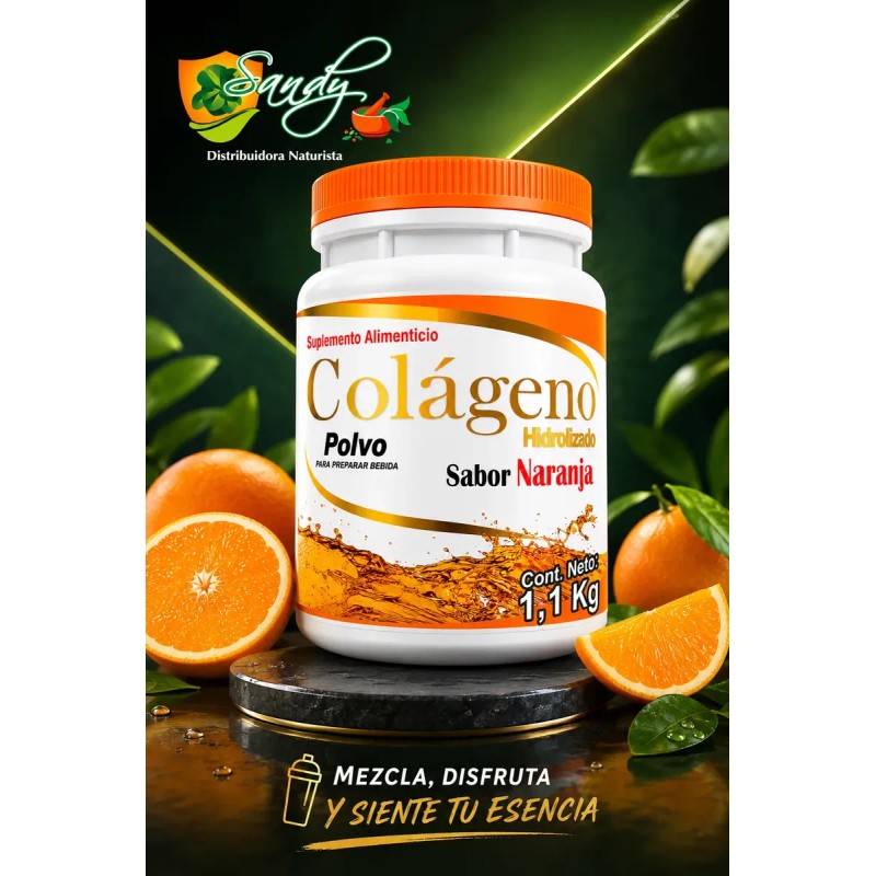 Colágeno Hidrolizado Sandy 1.1 Kg Polvo Sabor Naranja