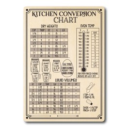 Magnet Me Up Large Rustic Kitchen Conversion Chart, 5x7.5 Magnet Decal, Cute Baking Gift and Measurement Recipe Accessory, Perfect for Refrigerator, Dishwasher or Any Other Magnetic Surface