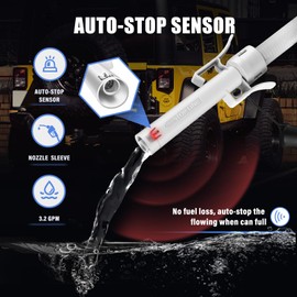 Nitigo Fuel Transfer Pump with Auto-Stop Sensor, 51“ Hose with Tank Adapter Portable Liquid Pump for Gasoline, Diesel Fuel, No More Lifting Heavy Gas Cans