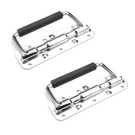 Pack of 2 Folding Handles, 140 mm Spring-Loaded Crate Handle, Folding Handle, Folding Handles for Boxes, Crate Handle, Folding Handle, Stainless Steel Hardware Boxes with Insulated Rubber Handle Cover